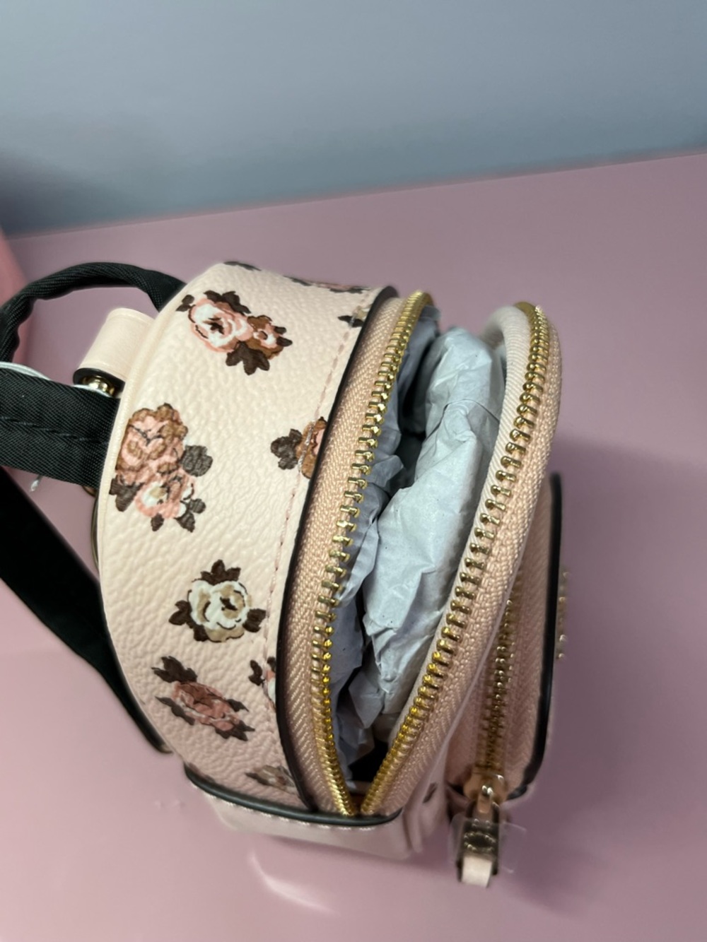 NWT Coach Pink Floral Mini Backpack Keychain Charm🩷 - Picture 7 of 10